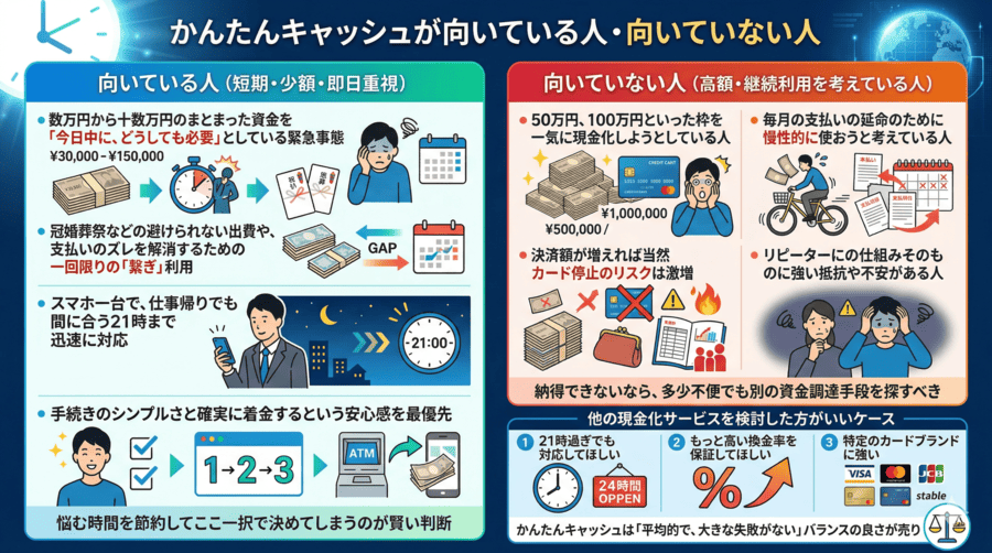 かんたんキャッシュが向いている人・向いていない人