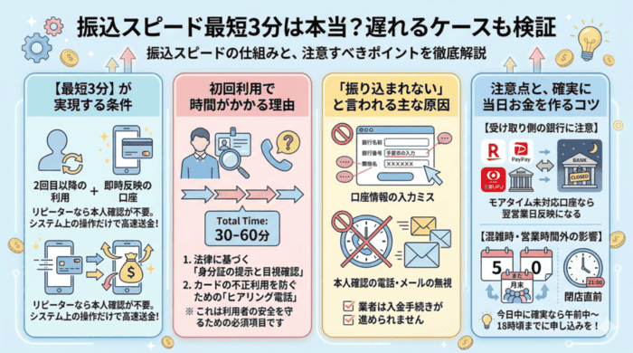 振込スピード最短3分は本当？遅れるケースも検証