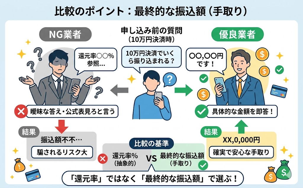 「最終的な振込額」で比較するのインフォグラフィック