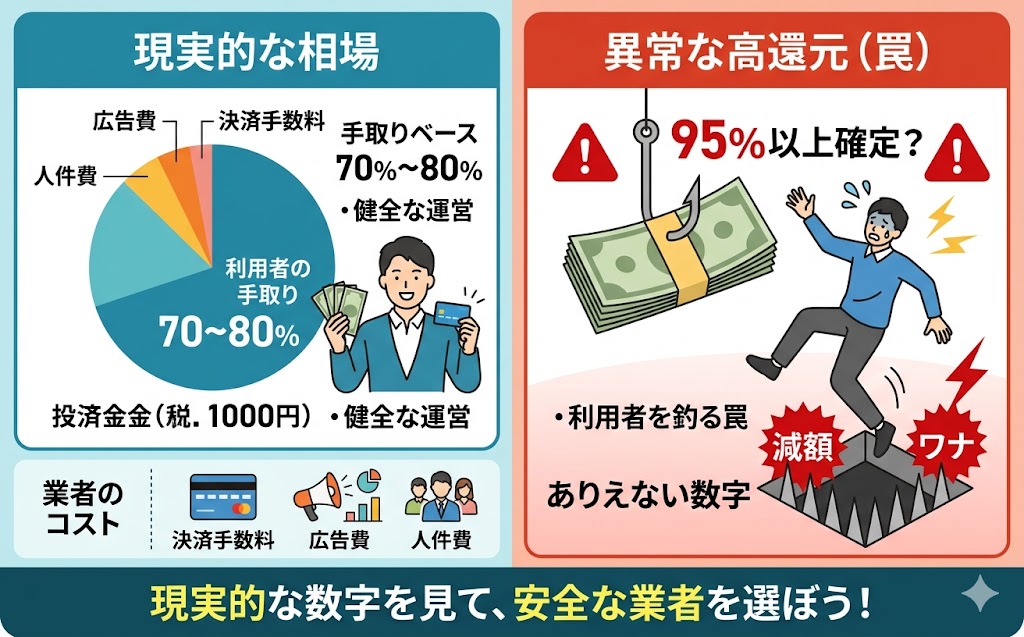 相場から外れた高還元は疑うのインフォグラフィック