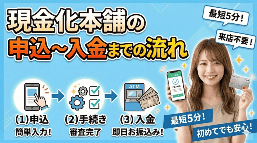 現金化本舗の申込〜入金までの流れ