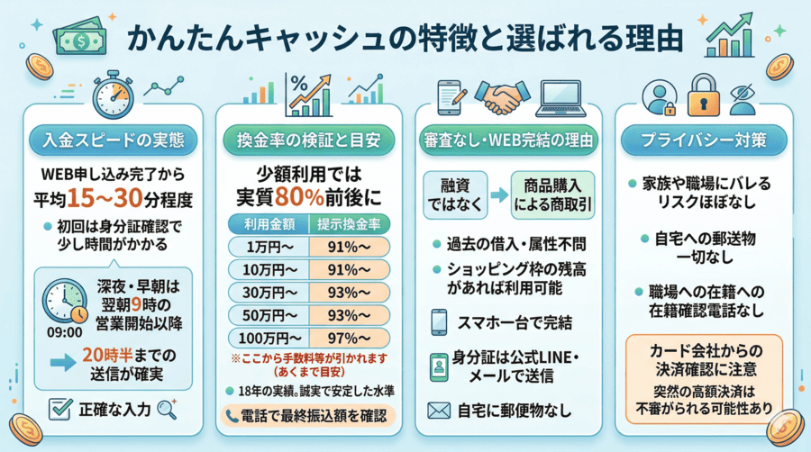 かんたんキャッシュの特徴と選ばれる理由