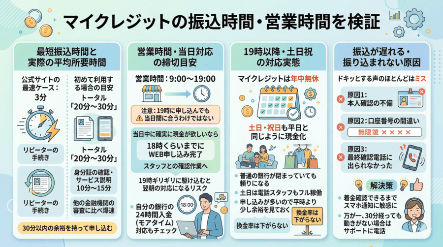 マイクレジットの振込時間・営業時間を検証